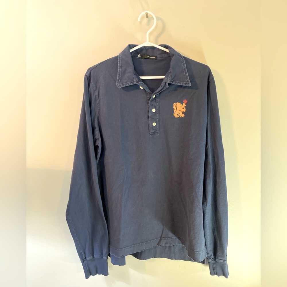GUC Dsquared Long Sleeve Polo Style Shirt Blue Men’s XL Made in Italy
